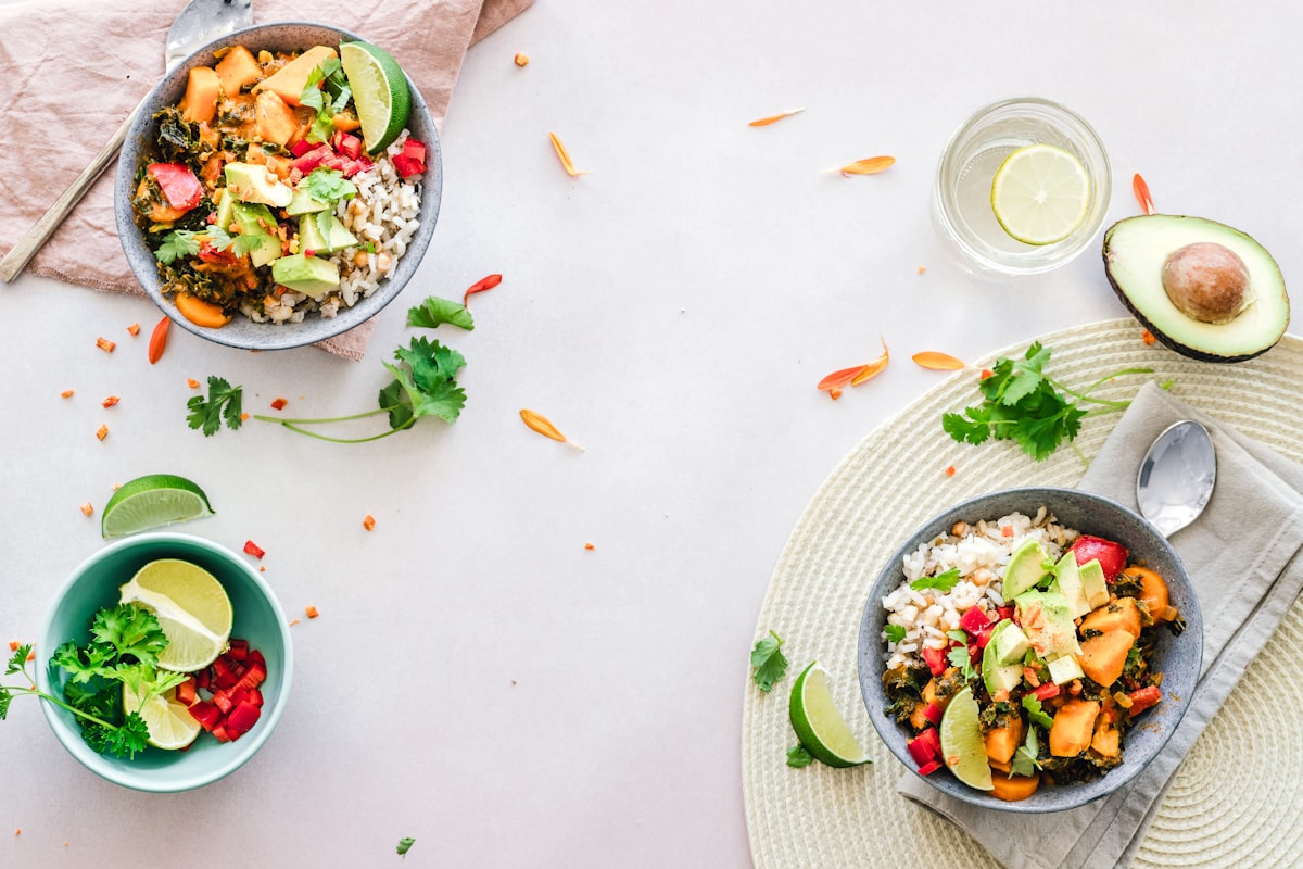 Healthy cooking preparation with fresh ingredients